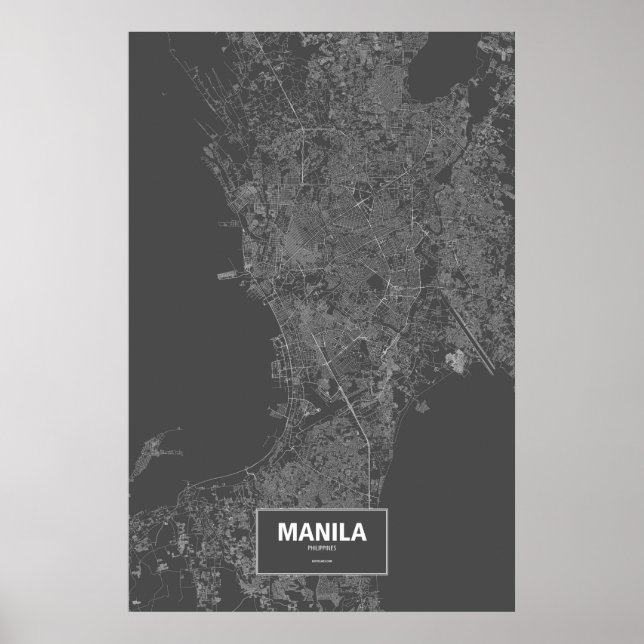 Manila, Philippinen (weiß auf schwarz) Poster (Vorne)