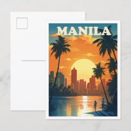Manila Philippines Art Vintage Reisevorführung Postkarte