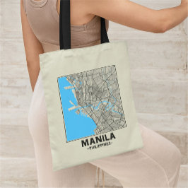 Manila, Philippines, City Map Tote Bag Tragetasche