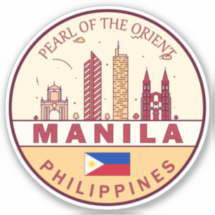 Manila Philippines City Skyline Emblem Aufkleber