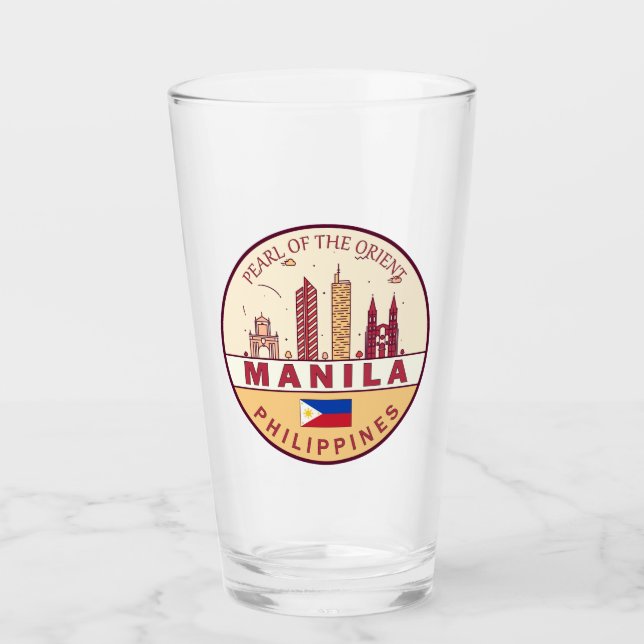 Manila Philippines City Skyline Emblem Glas (Vorderseite)