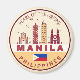 Manila Philippines City Skyline Emblem Magnet