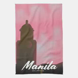 Manila Philippines Reiseplakat. Geschirrtuch