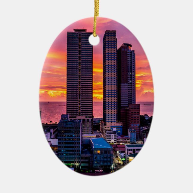 Manila Philippines Skyline Keramik Ornament (Vorne)