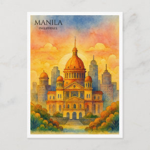 Manila Philippines Watercolor Postcard Feiertagspostkarte