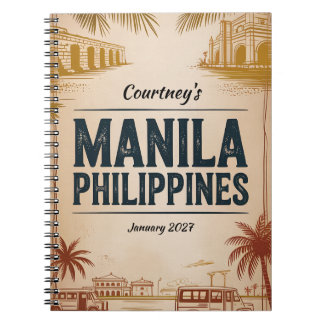 Manila Reisejournal Benutzerdefinierter Name & Dat Notizblock