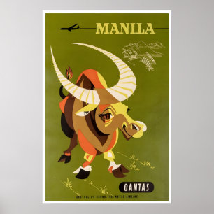 Manila Reiseplakat Philippinen Kunst Qantas Poster