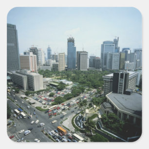 Manila Skyline Quadratischer Aufkleber