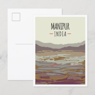 Manipur India Art Vintage Reise Illustration Postkarte