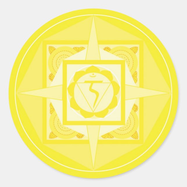 Manipura Chakra Mandala (Solarplexus Chakra) Runder Aufkleber (Vorderseite)