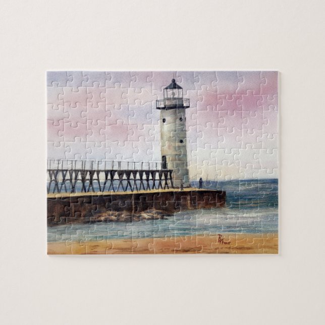 Manistee NordPierhead Leuchtturm-Puzzlespiel Puzzle (Horizontal)