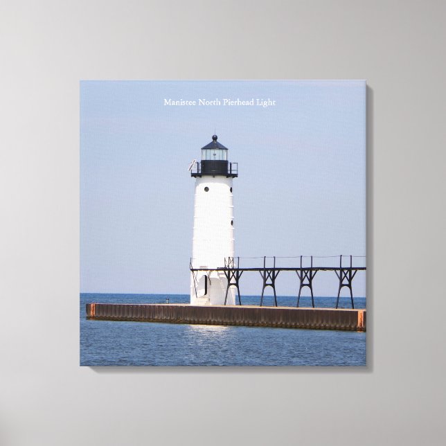 Manistee North Pierhead Light Square Canvas print Leinwanddruck (Vorderseite)