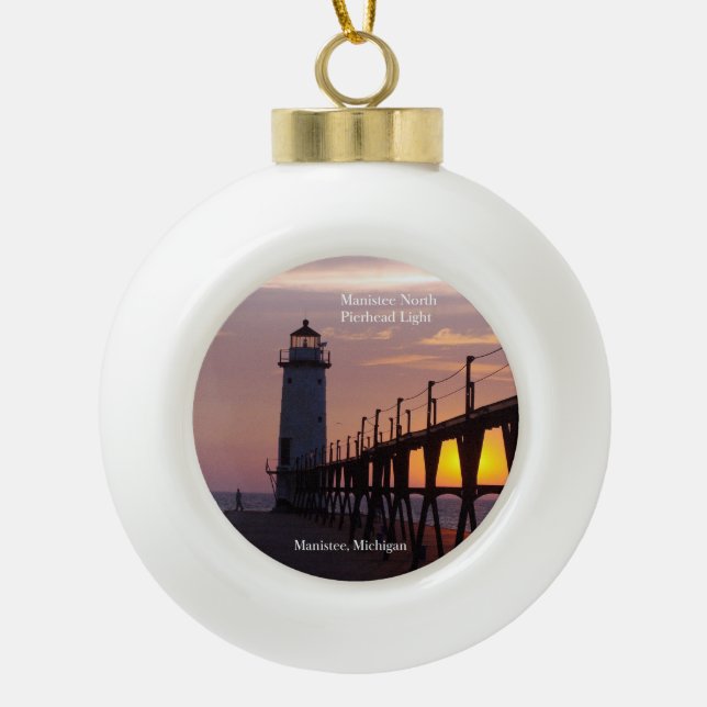 Manistee North Pierhead Light Sunset Ornament (Vorderseite)
