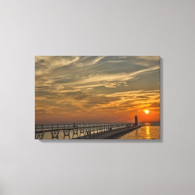 Manistee North Pierhead Lighthouse Leinwanddruck (Vorderseite)