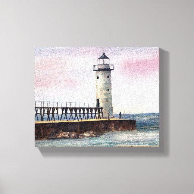 Manistee North Pierhead Lighthouse Stretched Canva Leinwanddruck (Vorderseite)