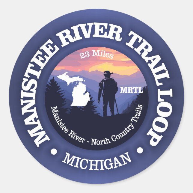 Manistee River Loop Trail (rd2) Runder Aufkleber (Vorderseite)
