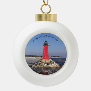 Manistique East Breakwater Light Schmuck Keramik Kugel-Ornament