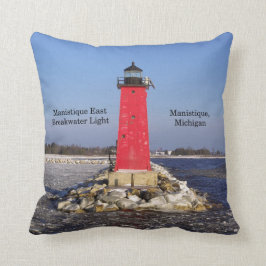 Manistique East Breakwater Light Square Kopfkissen Kissen