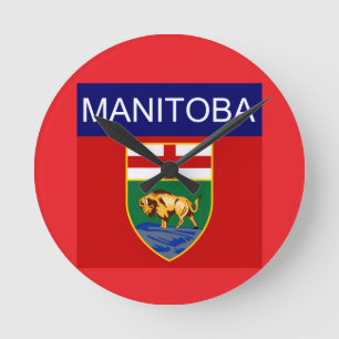 Manitoba-Flagge  Runde Wanduhr