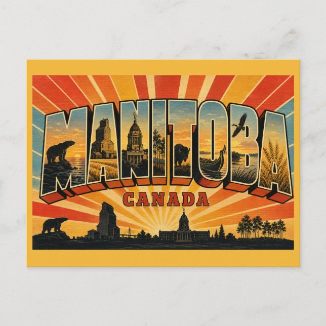 Manitoba Kanada Vintage Postkarte (Vorderseite)