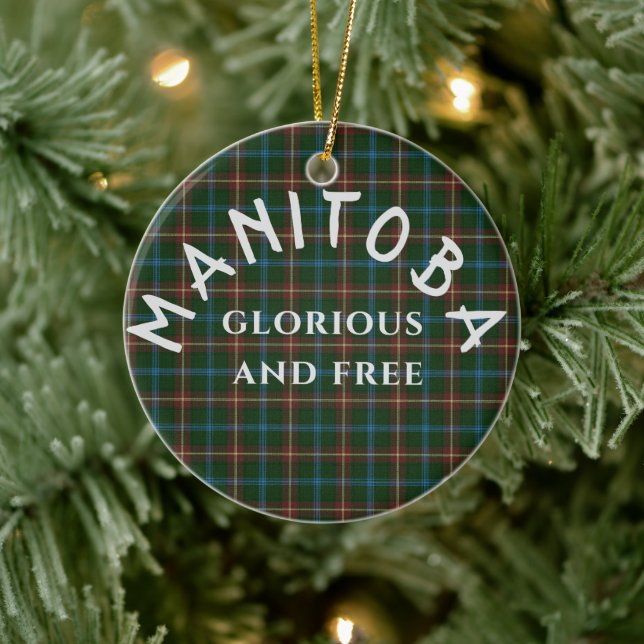 Manitoba Motto und Tartan Keramik Ornament (Baum)