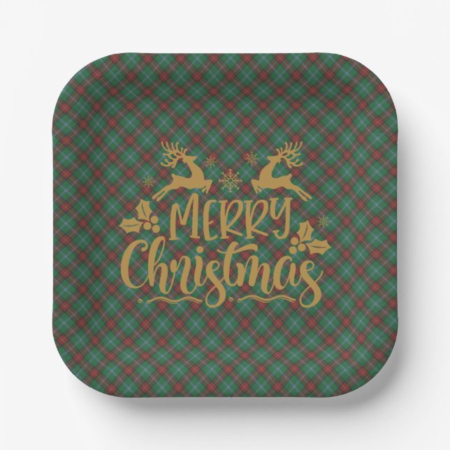 Manitoba Provincial Tartan Christmas Pappteller (Vorderseite)