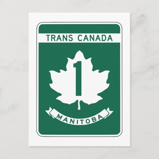 Manitoba, Trans-Canada Highway-Zeichen Postkarte (Vorderseite)