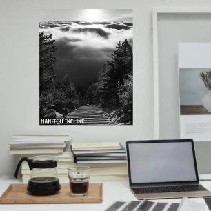 Manitou Incline Sunrise Black & White Poster