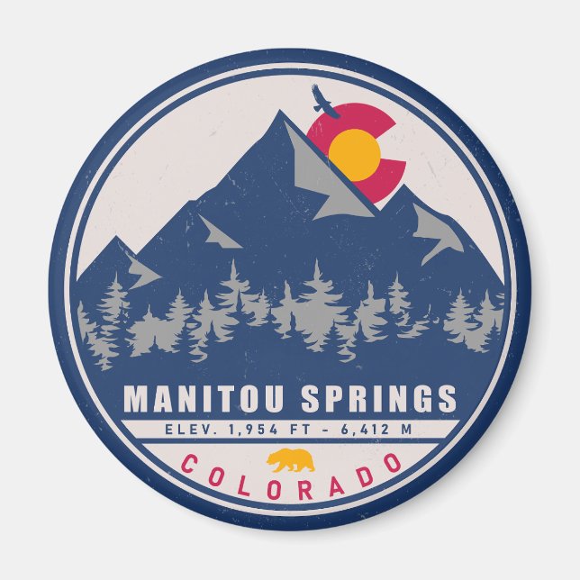 Manitou Springs Colorado Retro Souvenirs Magnet (Vorne)