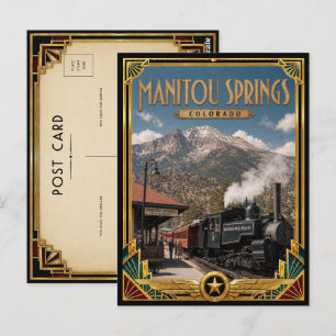 Manitou Springs Colorado Vintage Art Deco Golden Postkarte
