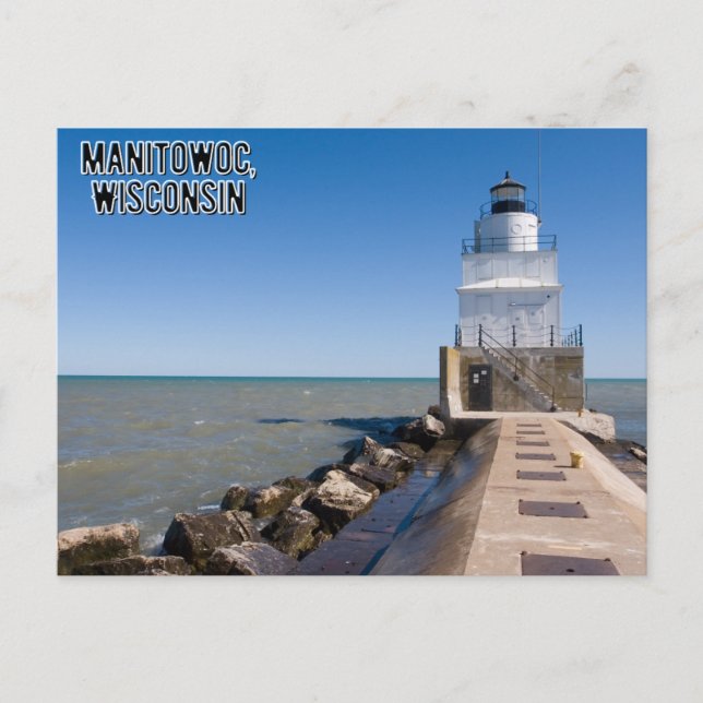 Manitowoc Wisconsin Postcard Leuchtturm Postkarte (Vorderseite)