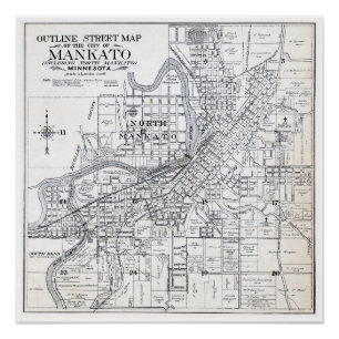 Mankato Map von 1914 Poster