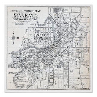 Mankato Map von 1914 Poster