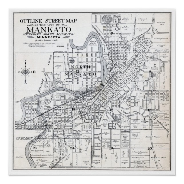 Mankato Map von 1914 Poster (Vorderseite)