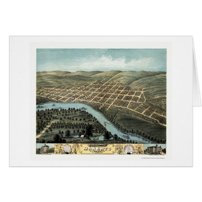 Mankato, panoramische Karte Mangans - 1870 (Vorderseite (Horizontal))