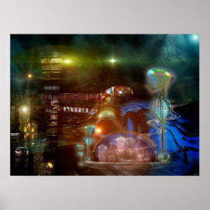 Mankdelle Futuristic City Print Poster