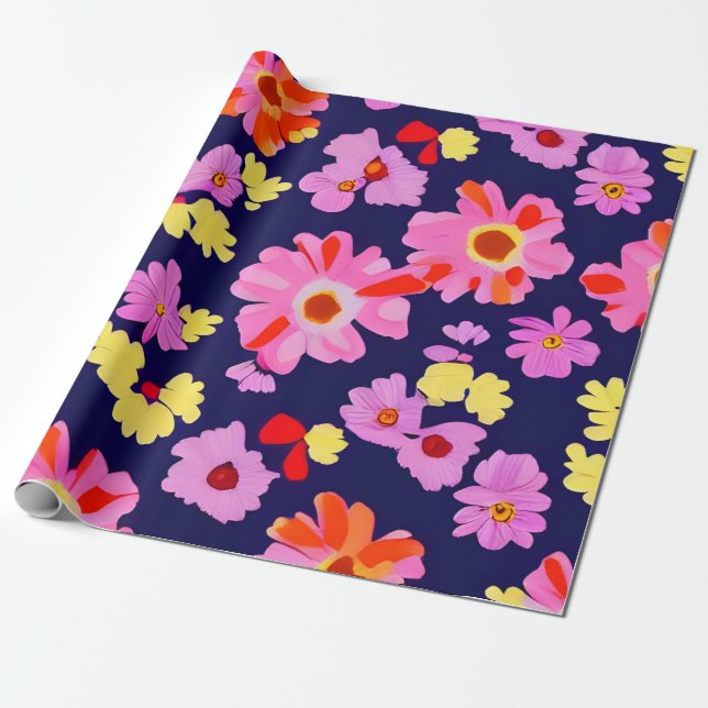 MankDhani-Muster für farbenfrohe Blume Geschenkpapier (Ungerollt)