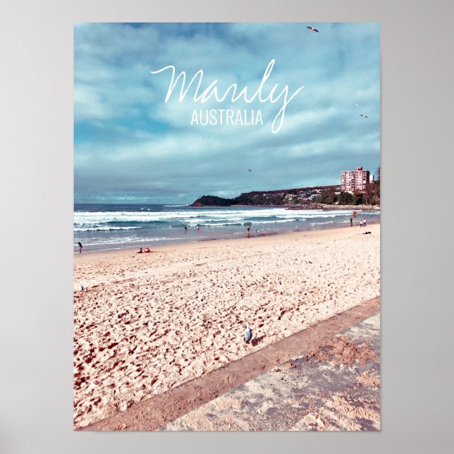 Manly Beach Retro Australien Reise Poster (Vorne)