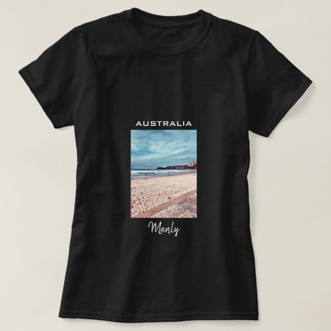 Manly Beach Retro Australien Reise T-Shirt (Design vorne)