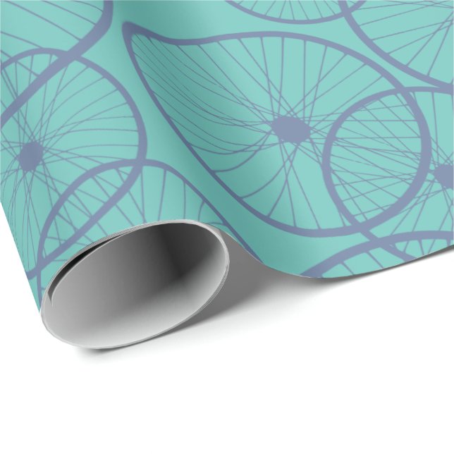 Manly Blue Cyclist Bike Wheels Gemustert Geschenkpapier (Rolleneckpunkt)