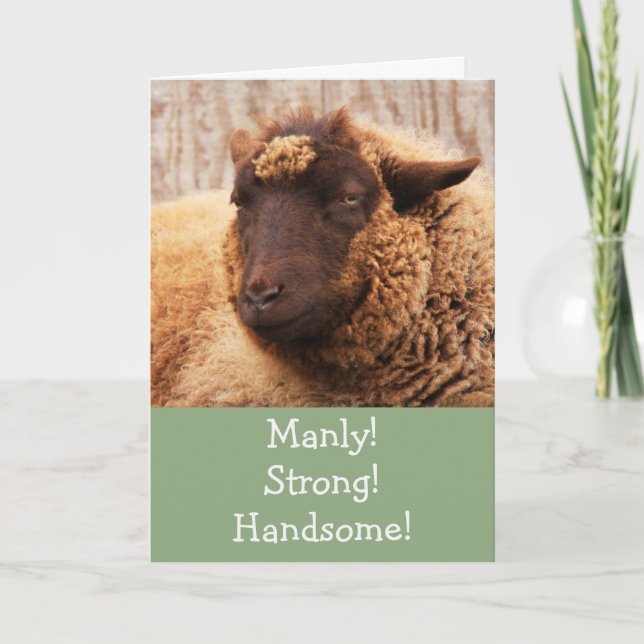 Manly Sheep Birthday Card Karte (Vorderseite)