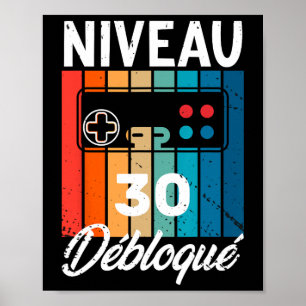 Mann 30 Jahre Geburtstag Gamer Level 30 Humor 1 Poster