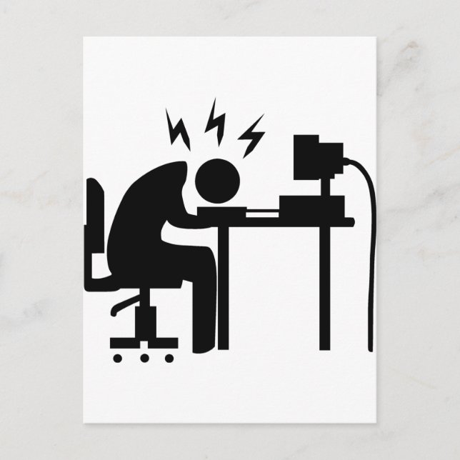 Mann am Arbeitsplatz Postkarte (Vorderseite)