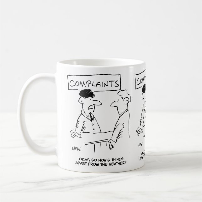 Mann am Beschwerdetisch Kaffeetasse (Links)