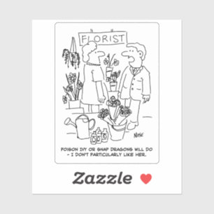 Mann an einem Floristen-Cartoon. Aufkleber