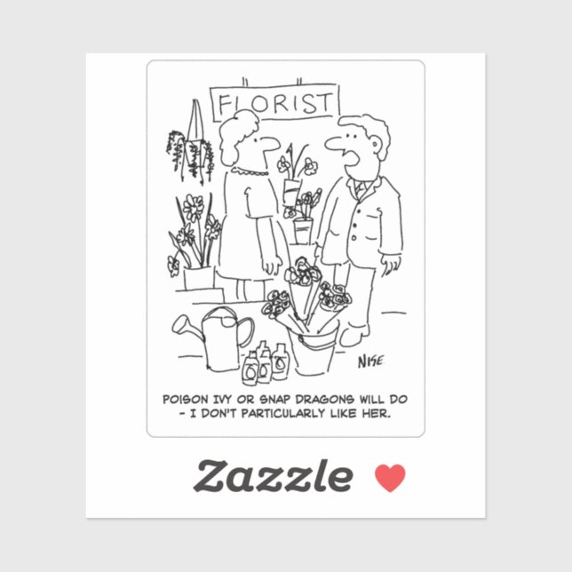 Mann an einem Floristen-Cartoon. Aufkleber (Blatt)