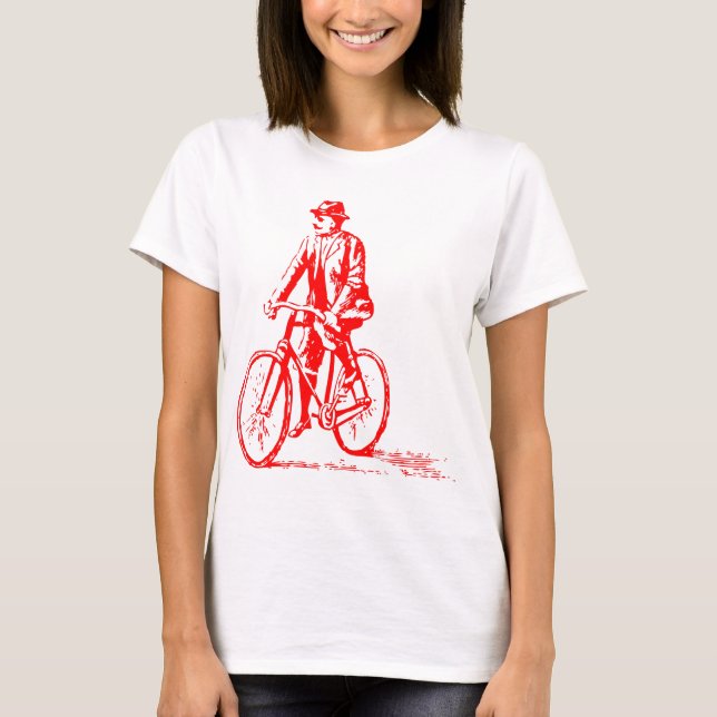 Mann auf dem Fahrrad - Rot T-Shirt (Vorderseite)