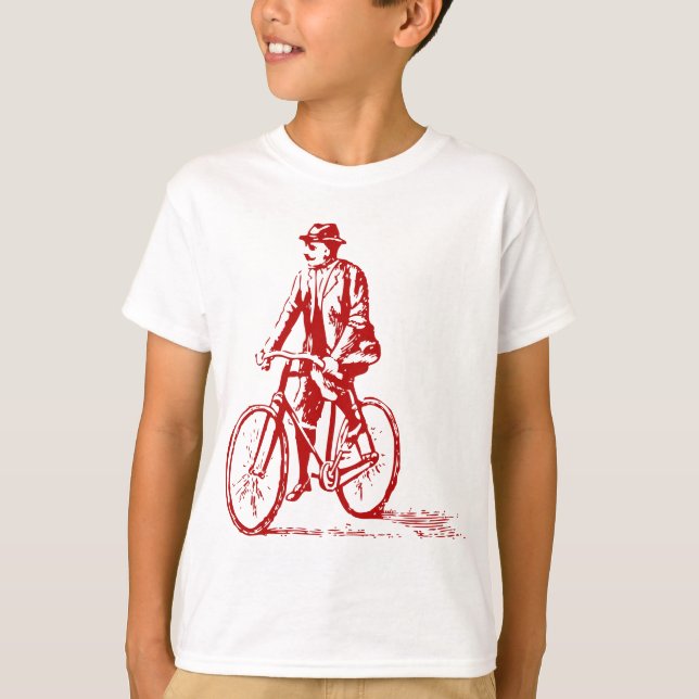 Mann auf dem Fahrrad - Ruby Red T-Shirt (Vorderseite)