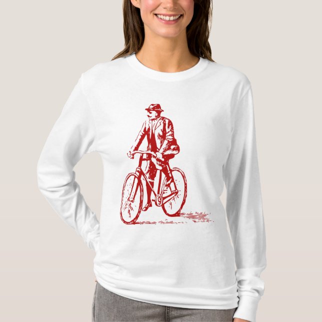 Mann auf dem Fahrrad - Ruby Red T-Shirt (Vorderseite)