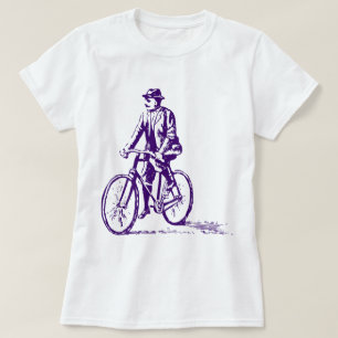 Mann auf dem Fahrrad - Tief Lila T-Shirt
